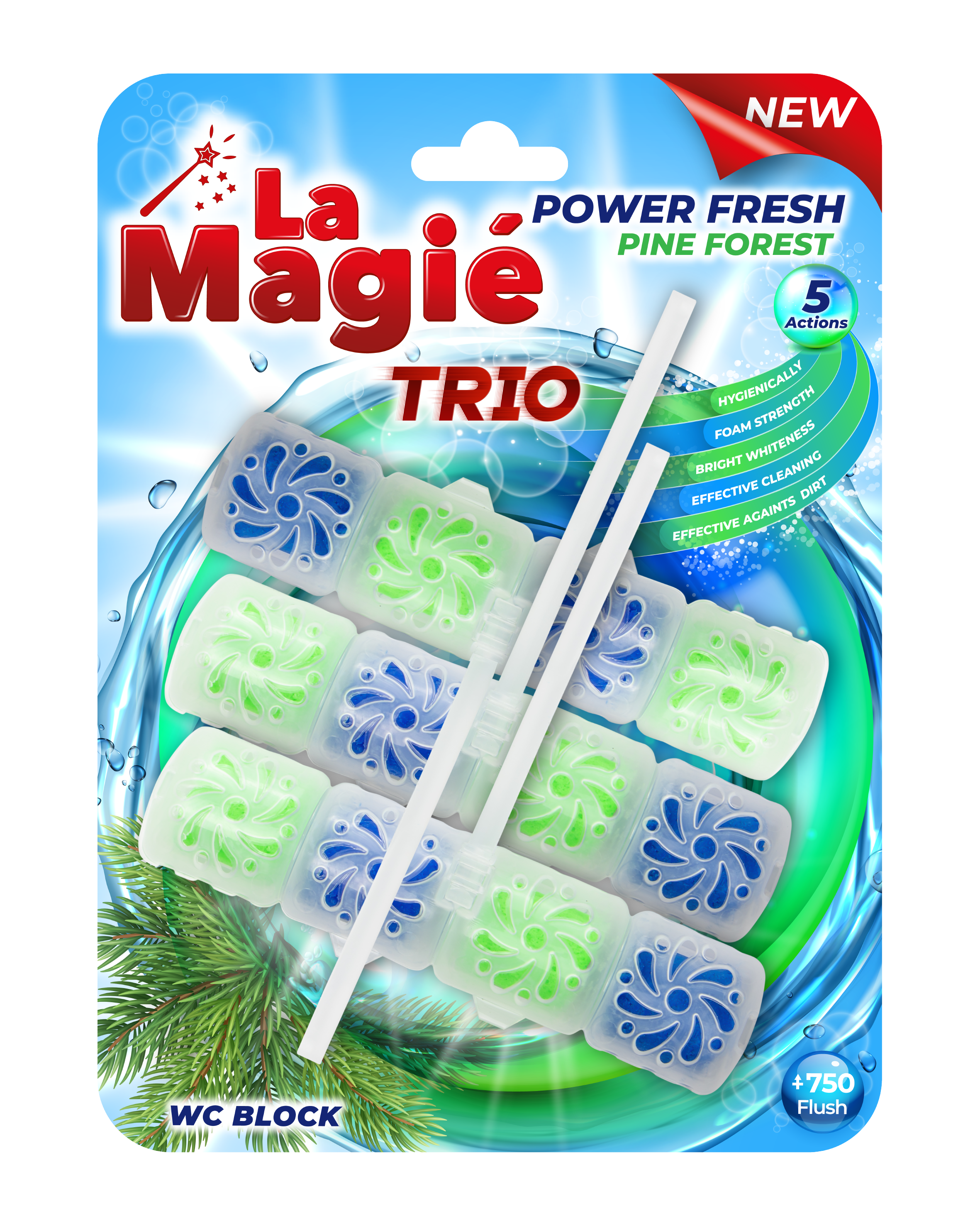 LA MAGIÉ POWER FRESH WC BLOCK TRIO 3X40 G PINE FOREST